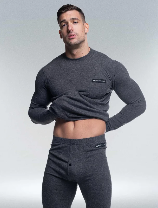 Mens Fleece Leggings & Top Set - Black