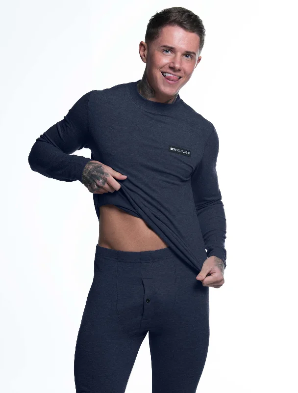 Mens Fleece Leggings & Top Set - Navy