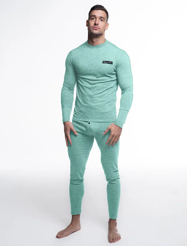 Mens Fleece Leggings & Top Set - Sage Green