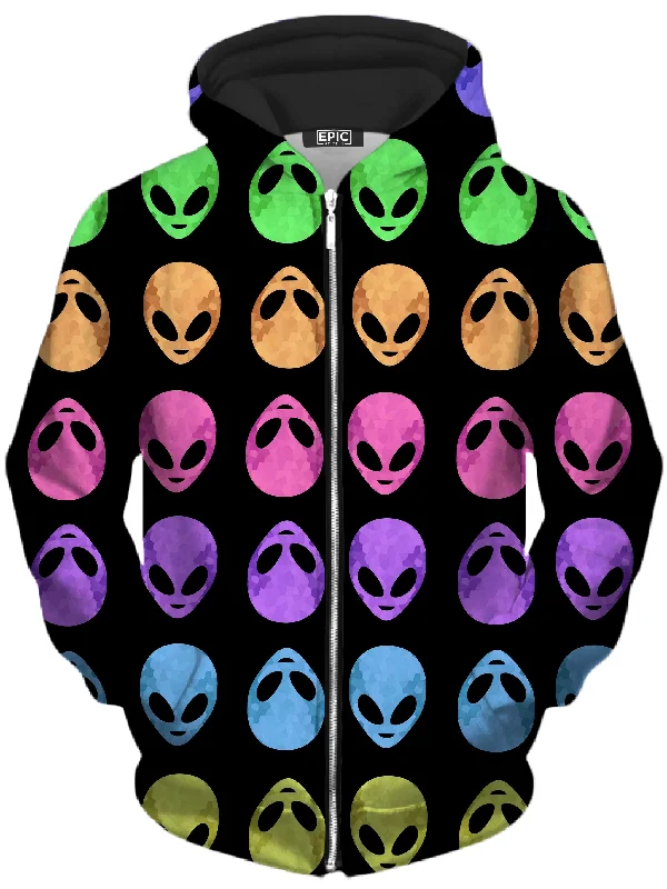 Alien Pattern Unisex Zip-Up Hoodie