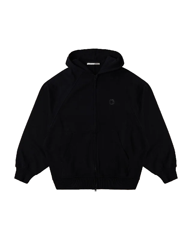 BLACK OVERSIZED ZIP-UP HOODIE