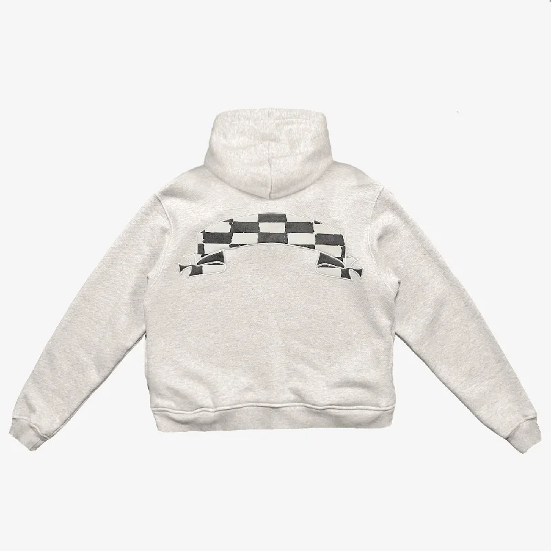 CHECKERED BANNED BOXY HOODIE