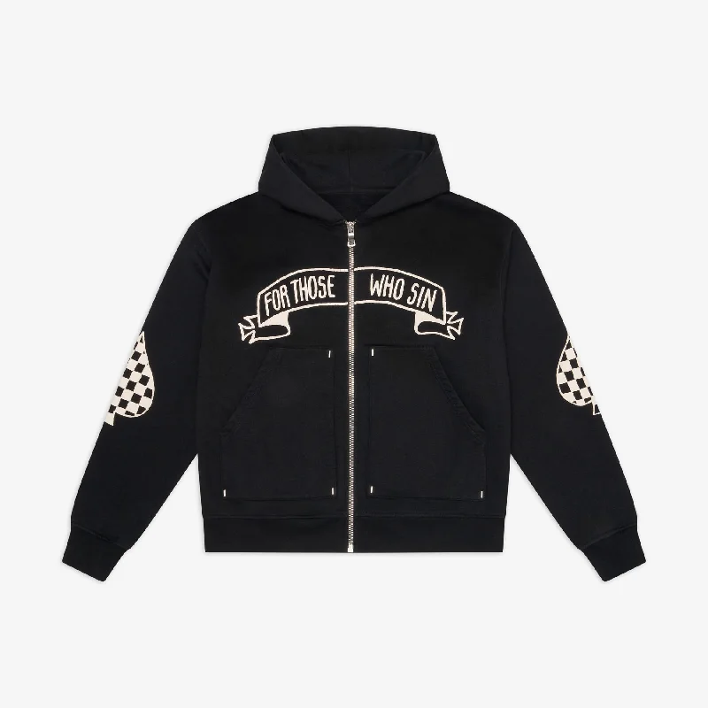 CHECKERED SPADES ZIP HOODIE x FTWS