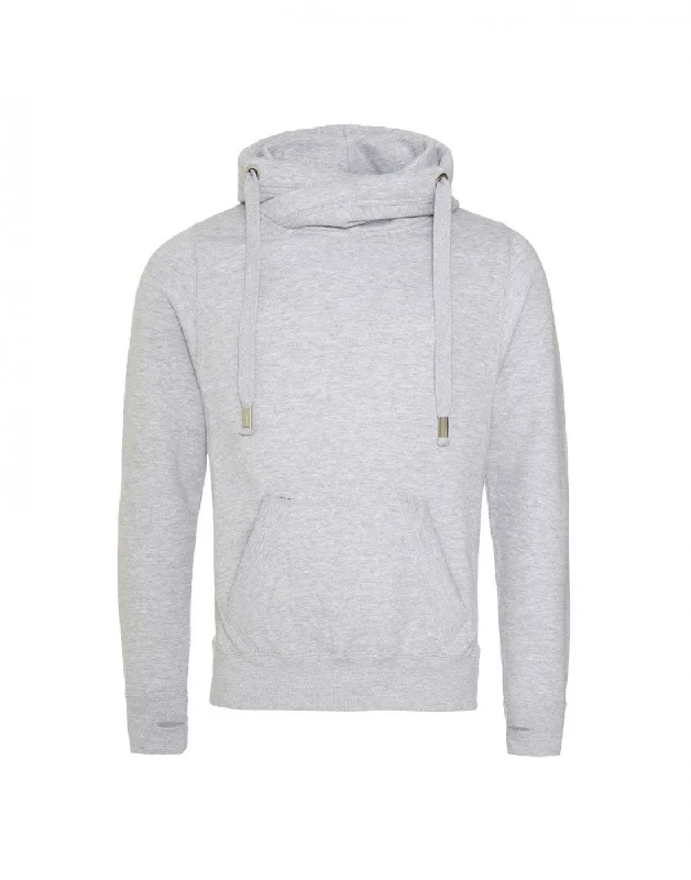 Cross Neck Hoodie | HEATHER GREY