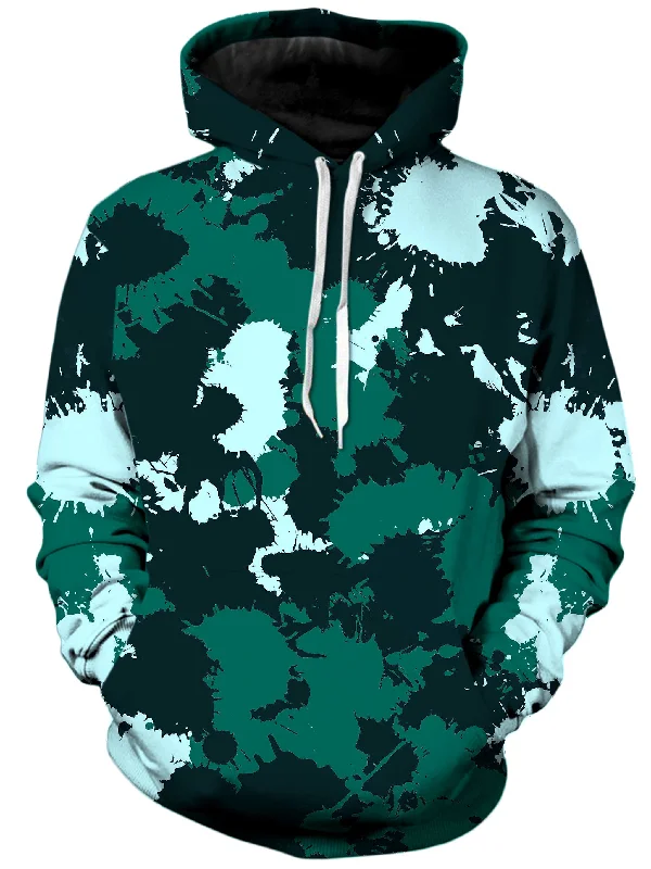 Emerald Teal Paint Splatter Unisex Hoodie