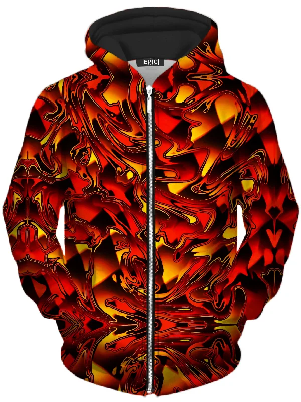 Fire Chromatic Melt Unisex Zip-Up Hoodie