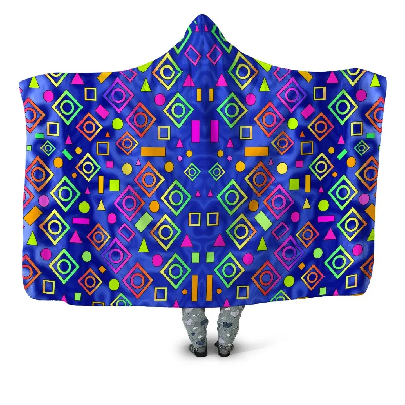 Geometric On Blue Hooded Blanket