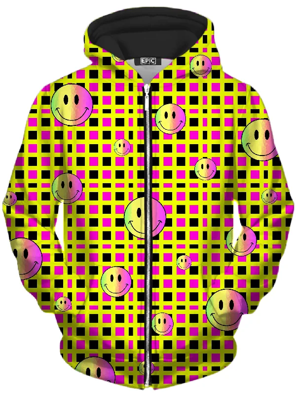 Happy Plaid Unisex Zip-Up Hoodie