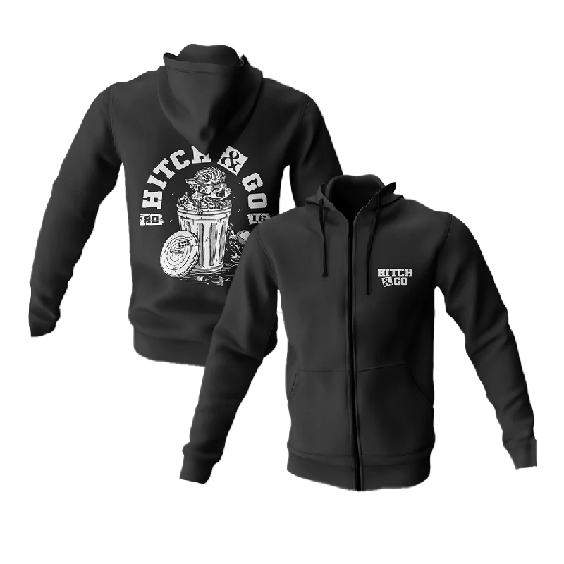 HITCH & GO - "Trash Can Racoon" (Black) (Zip Hoodie)