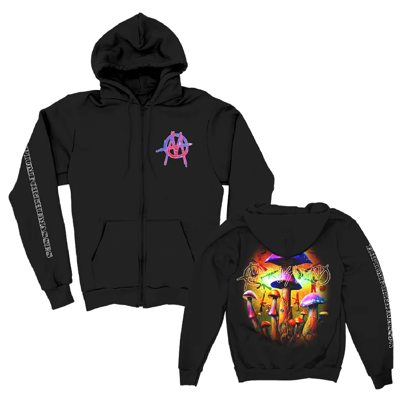 HOPIUM Mushroom Zip Up Hoodie (Black)