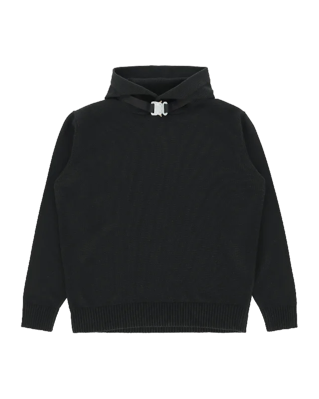 BUCKLE COLLAR KNITTED HOODIE