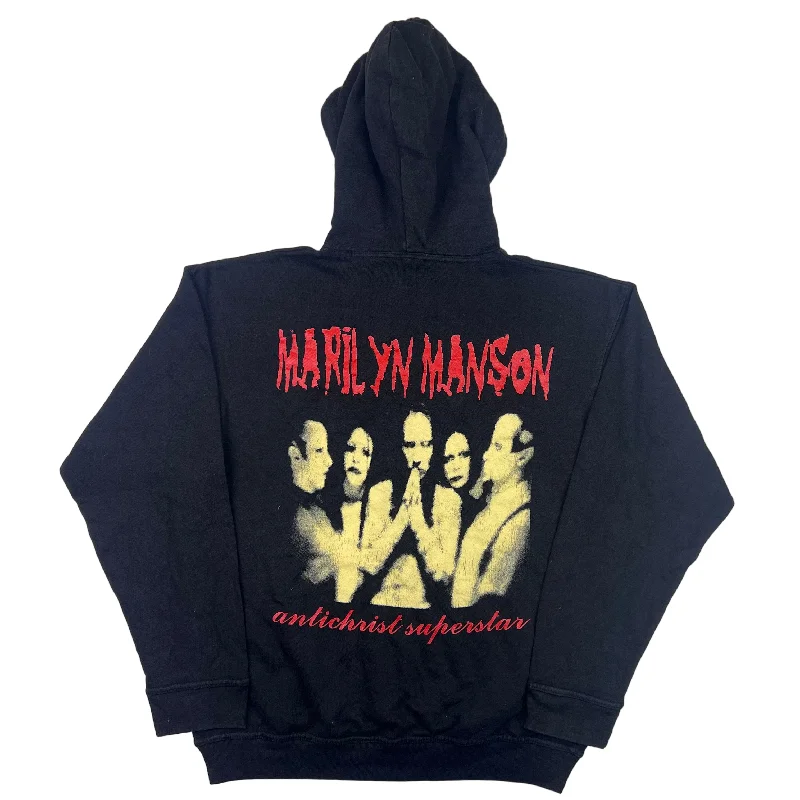 Vintage 1996 Marilyn Manson Antichrist Superstar Graphic Hoodie Black Rare
