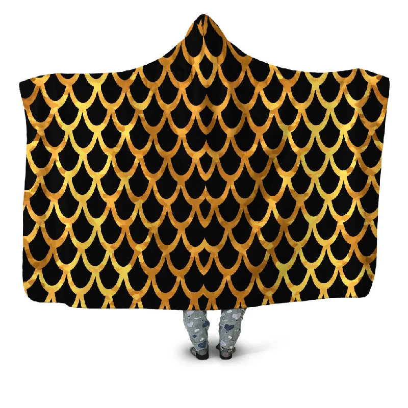 Mermaid Scales Gold Hooded Blanket