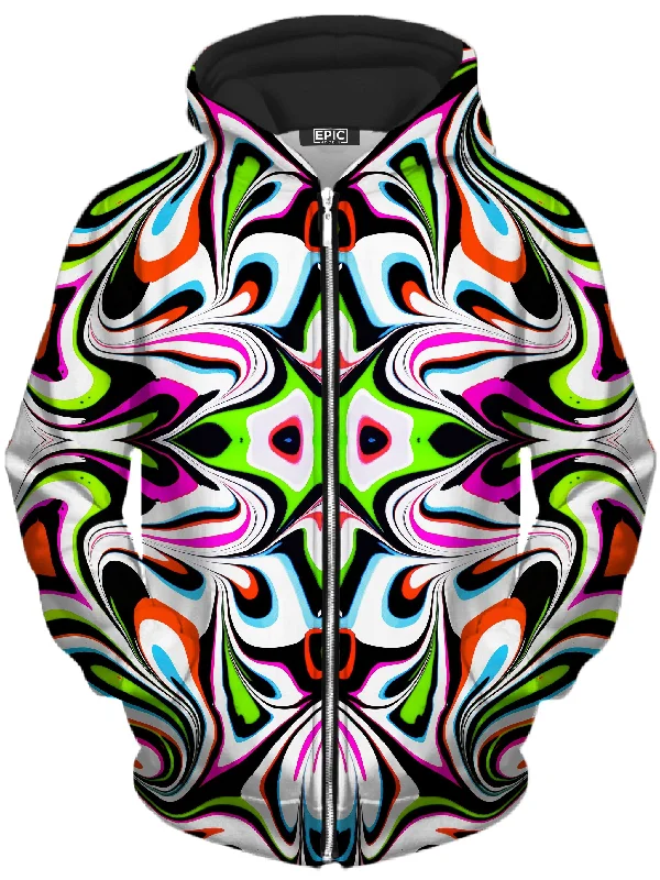Neon Zebra Portal Unisex Zip-Up Hoodie