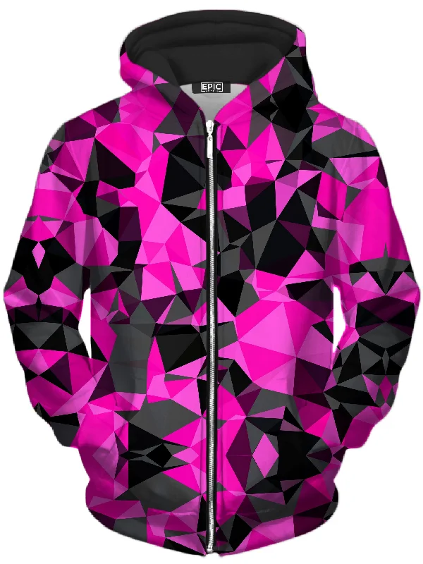 Pink and Black Geo Unisex Zip-Up Hoodie
