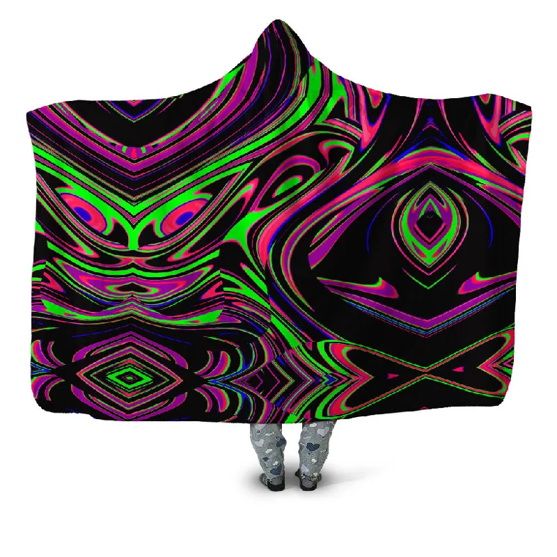 Pink and Green Blackout Drip Hooded Blanket