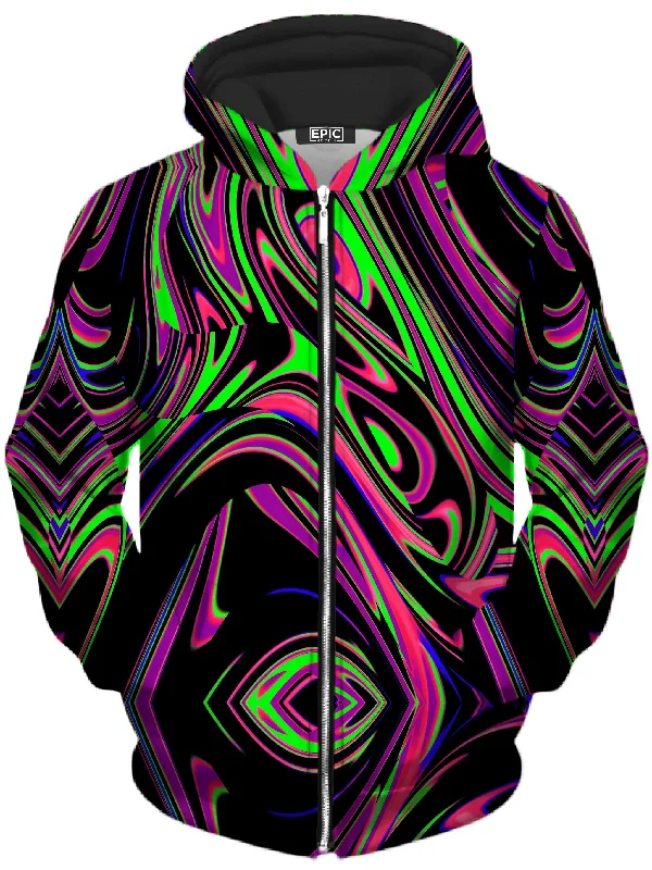 Pink and Green Blackout Drip Unisex Zip-Up Hoodie
