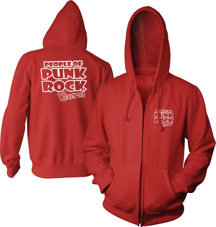 POPR Records "Logo" (Red) (Zip Hoodie)