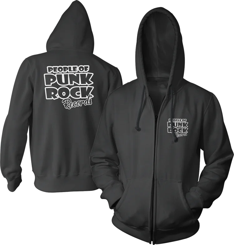 POPR Records "Logo" (Black) (Zip Hoodie)