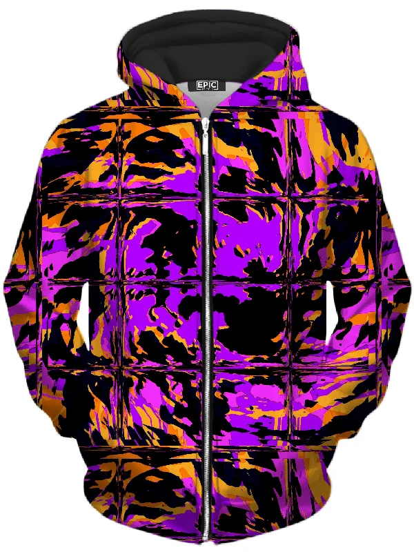 Purple Blackout Rave Glitch Unisex Zip-Up Hoodie