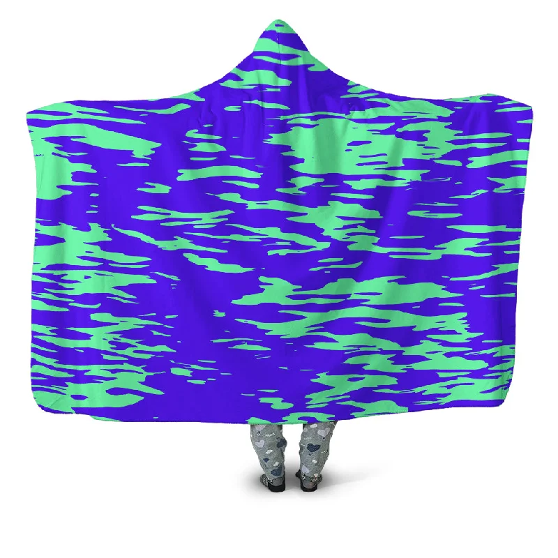 Purple Mint Rave Zebra Stripe Hooded Blanket