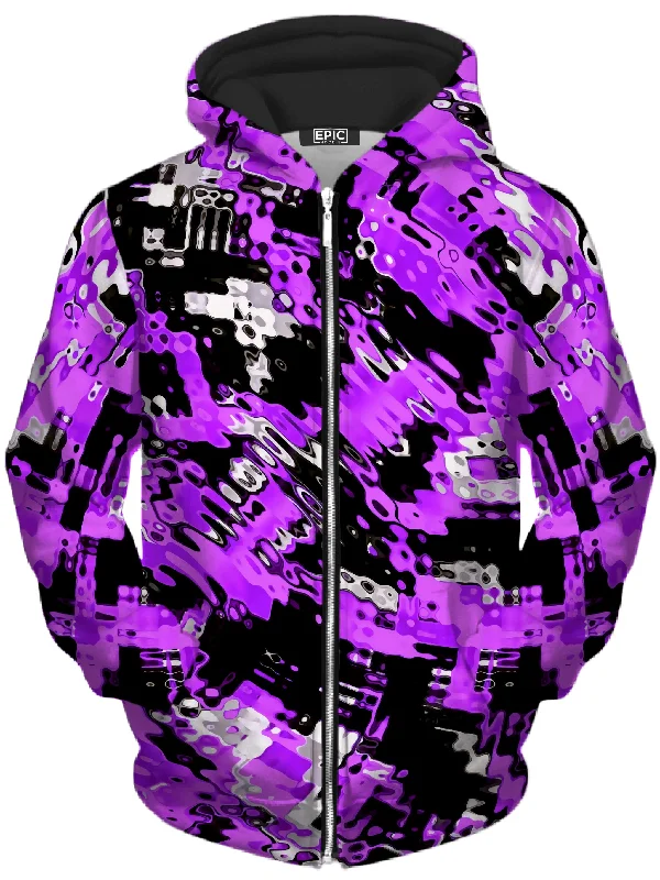 Purple Rave Drip Unisex Zip-Up Hoodie