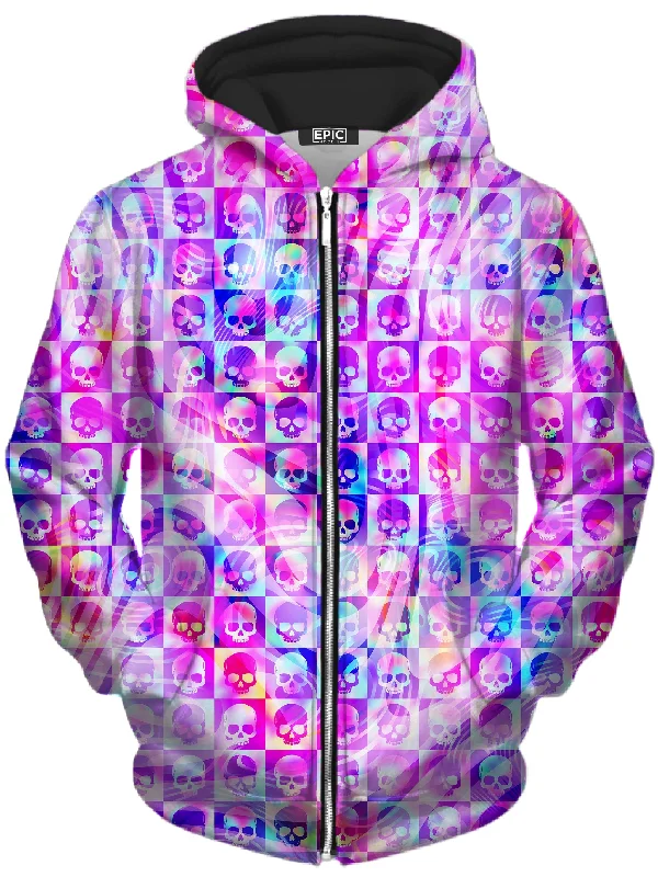 Skull Fam Pink Unisex Zip-Up Hoodie