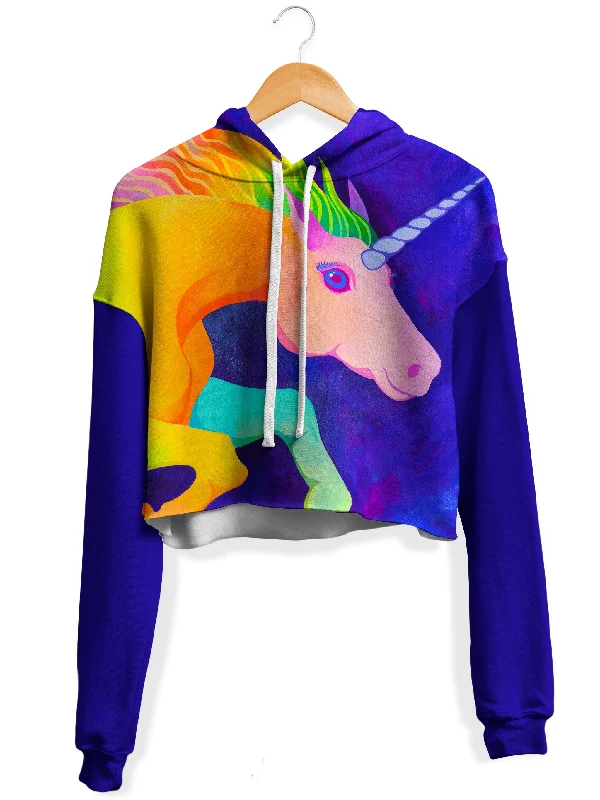 Unicorn Fleece Crop Hoodie
