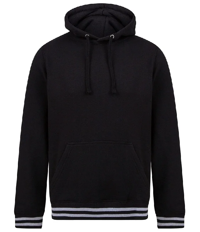 Unisex Striped Cuff Hoodie | BLACK/HEATHER GREY