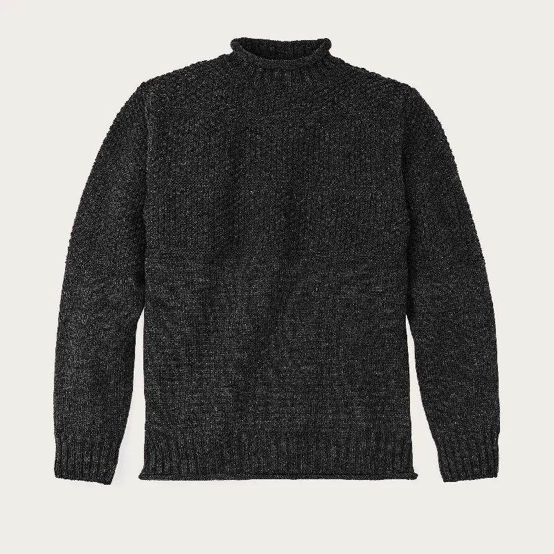 WOOL ROLL NECK FISHERMAN'S SWEATER