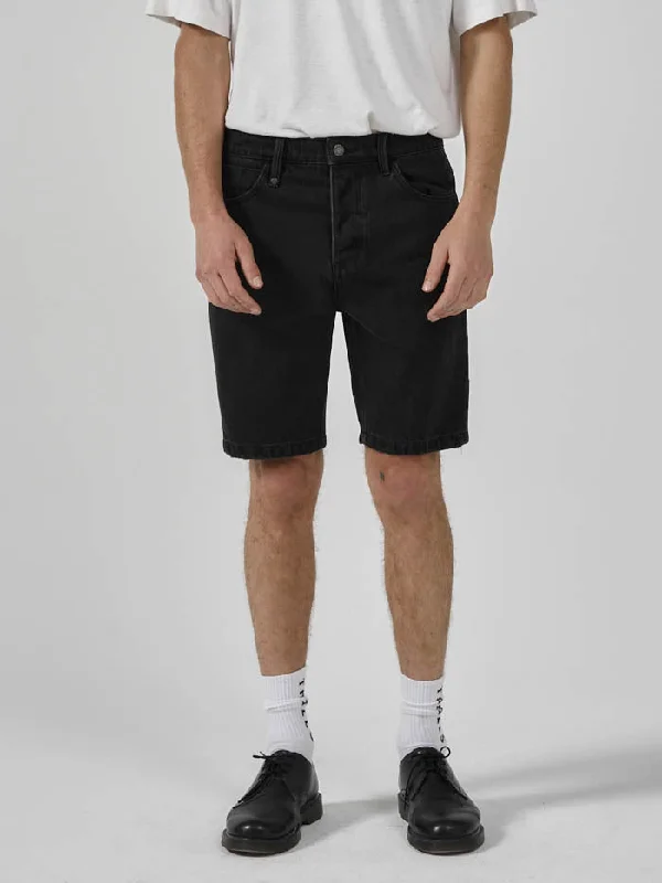 Chopped Hem Denim Short - Aged Black