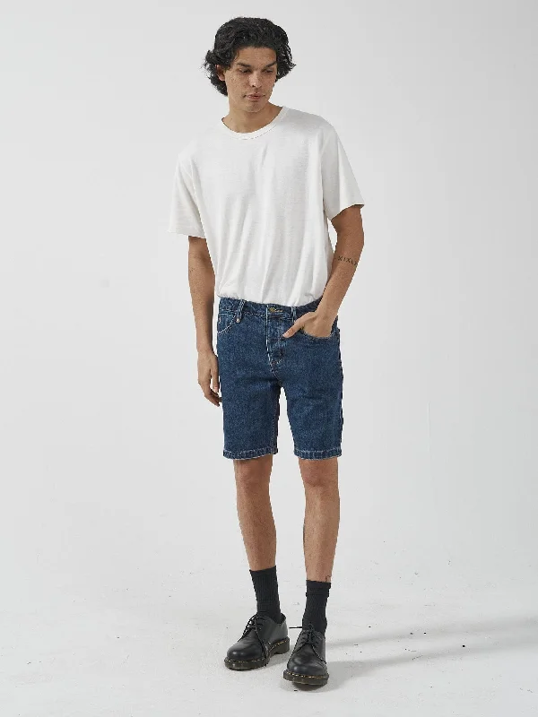 Chopped Hem Denim Short - Dark Rinse Blue