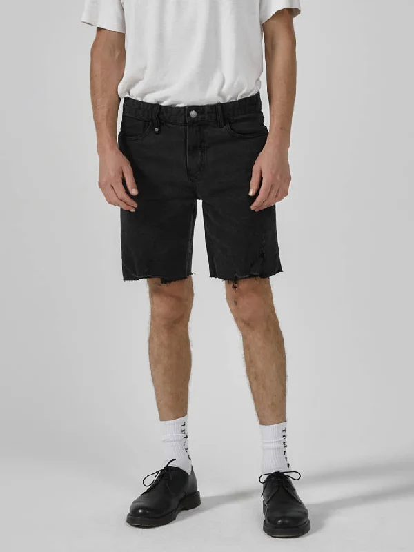 Destroyed Bones Denim Short - Aged Black