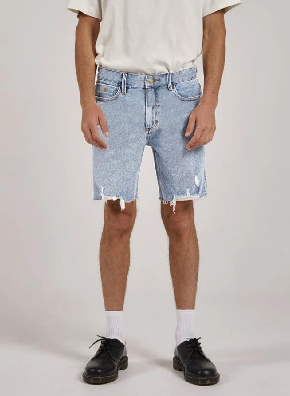 Destroyed Bones Denim Short - Ash Blue