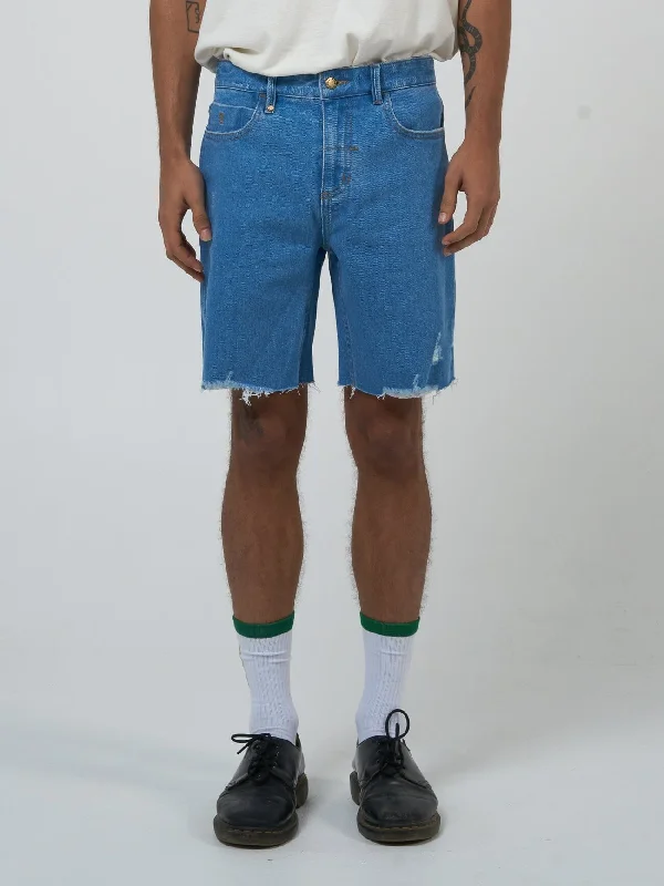 Destroyed Bones Denim Short - Peel Blue