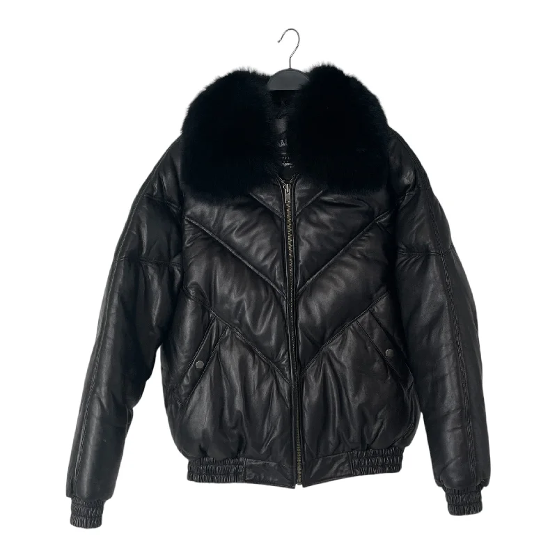 ORIGINAL GOOSE/Leather Jkt/XL/Leather/BLK/PUFFER FUR COLLAR