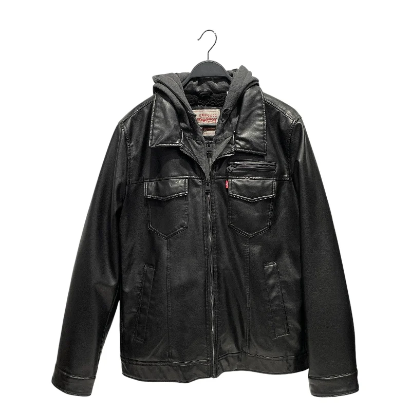 Levi's/Leather Jkt/L/Polyester/BLK/Hooded Sherpa Lined Jacket