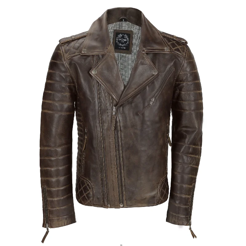 BIKER BROWN JACKET WITH TWO ZIPS