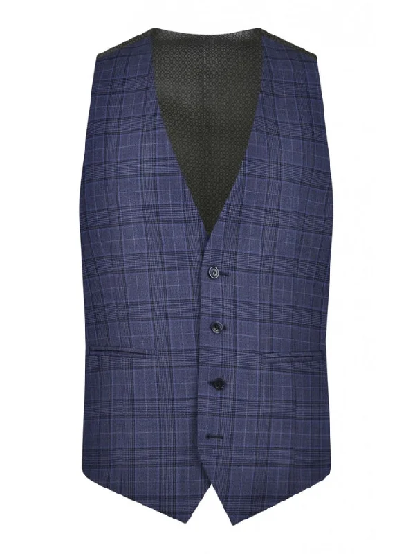 BLUE CHECK SUIT WAISTCOAT