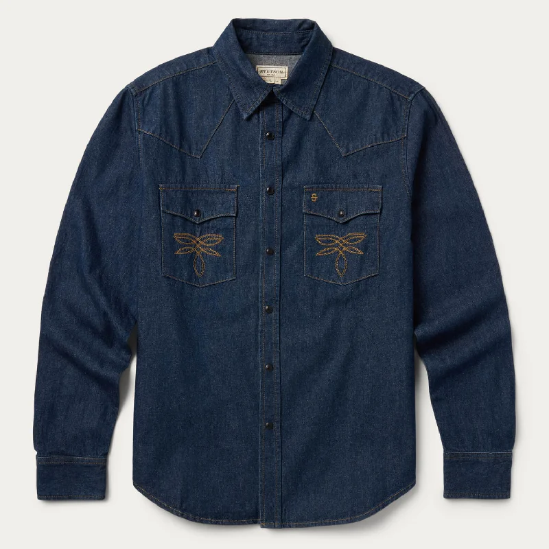 Boot Stitch Raw Denim Shirt