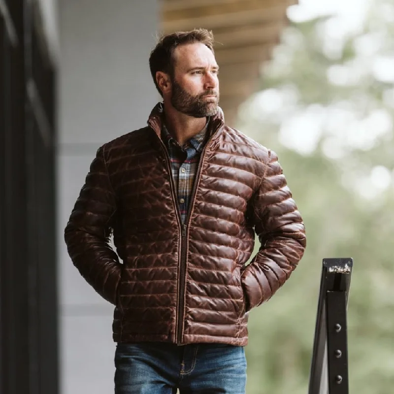 Bridger Leather Down Jacket | Dark Brown