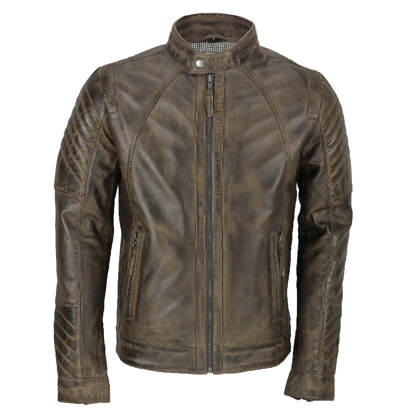 BROWN BIKER LEATHER JACKET