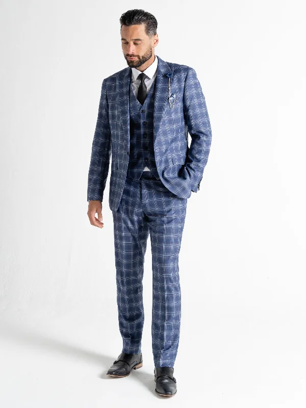 CHARLES ROYAL BLUE WITH SKY BLUE CHECKS DETAILING