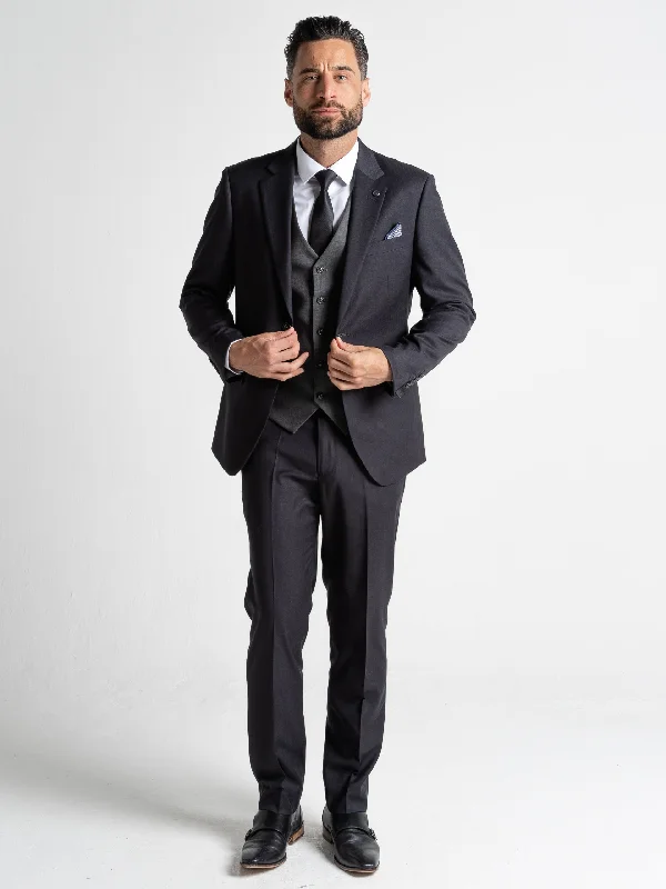 CHARLIE BLACK BLAZER WITH GREY WAISTCOAT