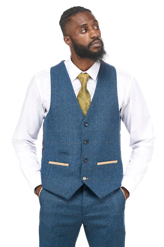 Dion Vintage Blue Tweed Waistcoat :- Tweed Waistcoat