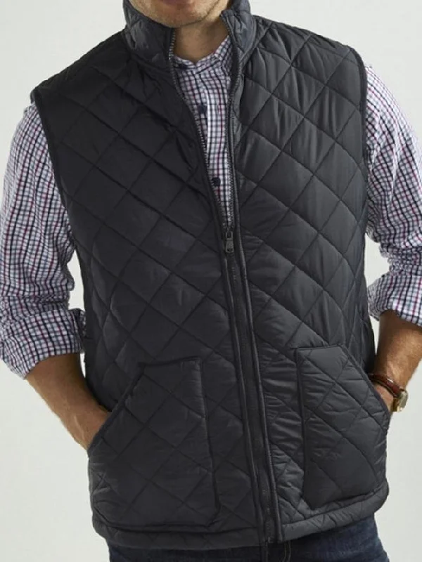 FLEECE LINED QUILTED NAVY GILET