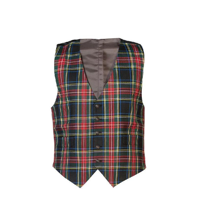 Gents Polyviscose Tartan Waistcoat - Black Stewart