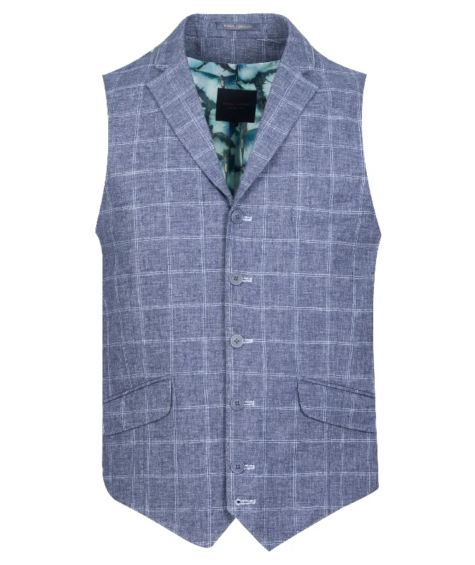 Guide London Blue/Grey Check Waistcoat