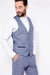 Harry Blue Tweed Waistcoat :-Tweed Waistcoat