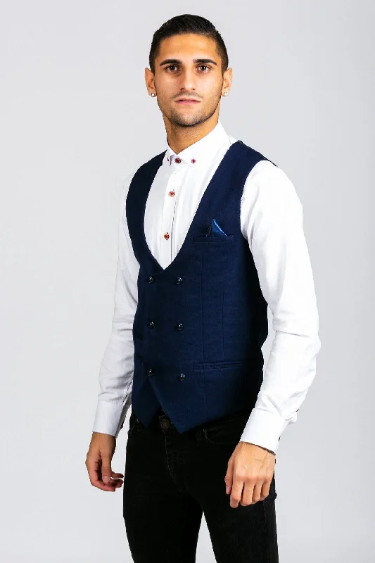 Kelly Blue Double Breasted Waistcoat :- Plain Waistcoats